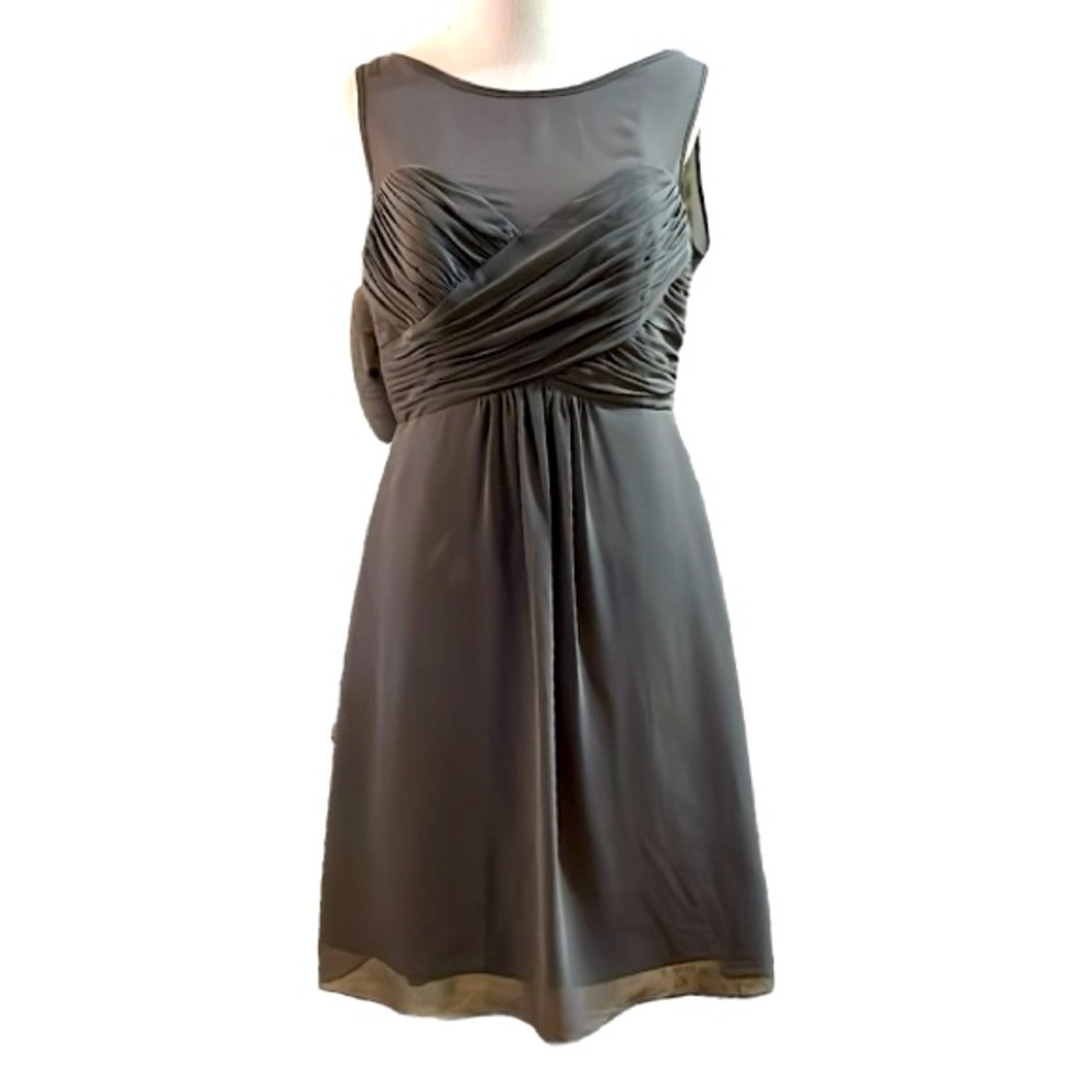 VTG ALFRED ANGELO SLEEVELESS FITTED BODICE CHIFFON OVERLAY DRESS GRAY SIZE 6 NEW